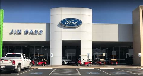 Jim bass ford san angelo - Jim Bass Ford Inc. Jim Bass Ford Inc. 4032 Houston Harte Expressway Directions San Angelo, TX 76901. Sales - Service - Parts: (325) 949-4621; TOLL FREE: (800) 736-2277; Log In. Viewed; Saved; Alerts; Make the most of your secure shopping experience by creating an account. Access your saved cars on any device. Receive Price Alert emails …